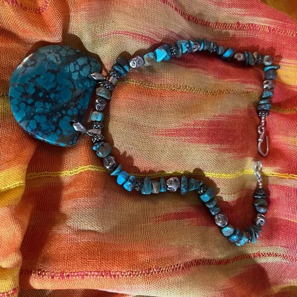 Turquoise Attached Pendant Necklace - Picture 2 of 7